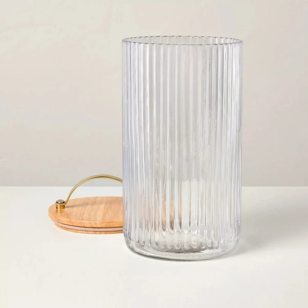64oz Fluted Glass Storage Canister with Wood Lid - Hearth & Hand Magnolia Target